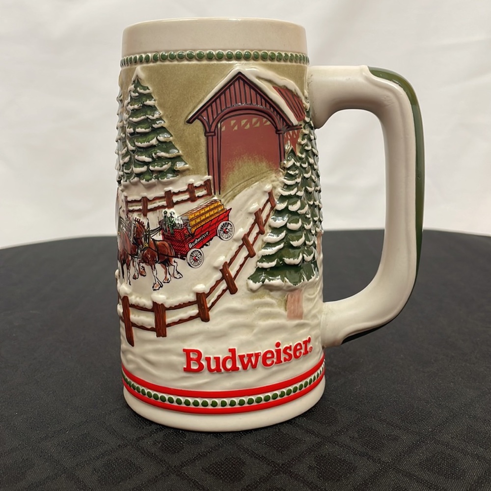 Budweiser Clydesdales Ceramarte Vintage 1984 Holiday Beer Stein